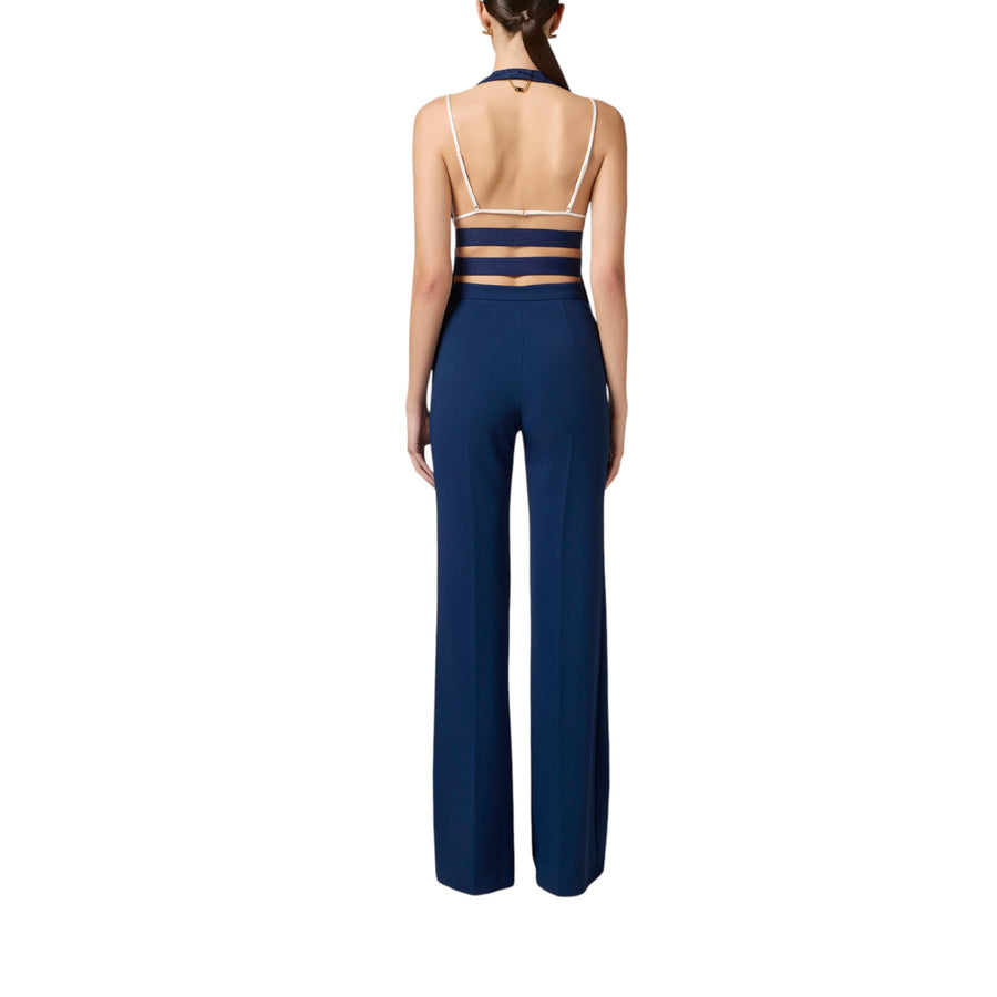 Pantaloni donna  in crêpe con placca logo