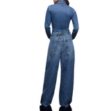 Jeans donna baggy con stringhe