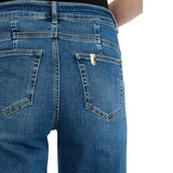 Jeans donna flare cropped con cintura