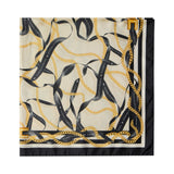Foulard donna in twill di seta con stampa nastri e catene