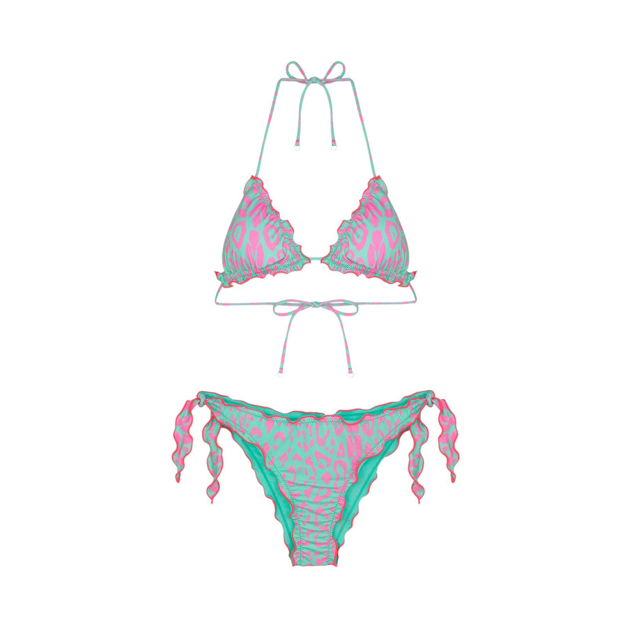 Bikini triangolo e slip nodi regolabile frou frou spotted donna