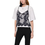 T-shirt donna con top in pizzo