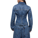 Giacca donna in denim con stringhe