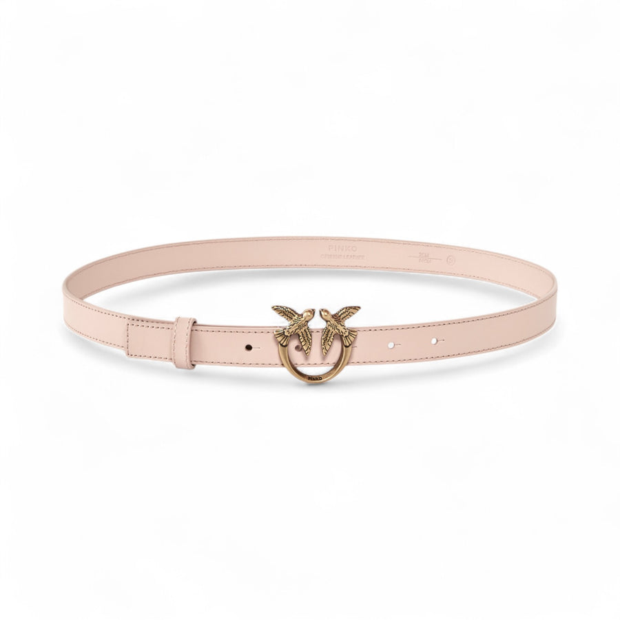 Cintura donna sottile Love Birds in pelle 2cm