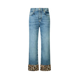 Jeans donna con risvolto animalier