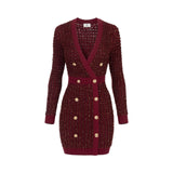 Abito donna in maglia bouclé con paillettes