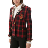 Blazer donna stampato tartan e animalier