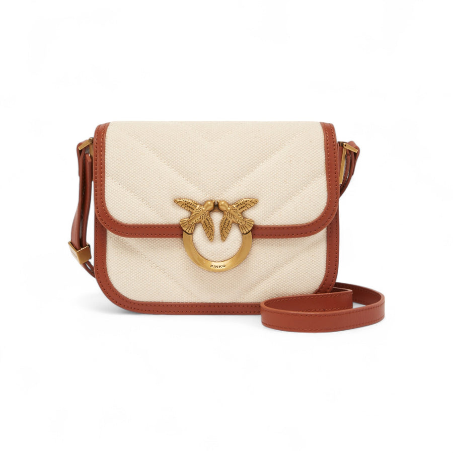 Borsa donna a spalla piccola squadrata Love Bag in canvas e pelle