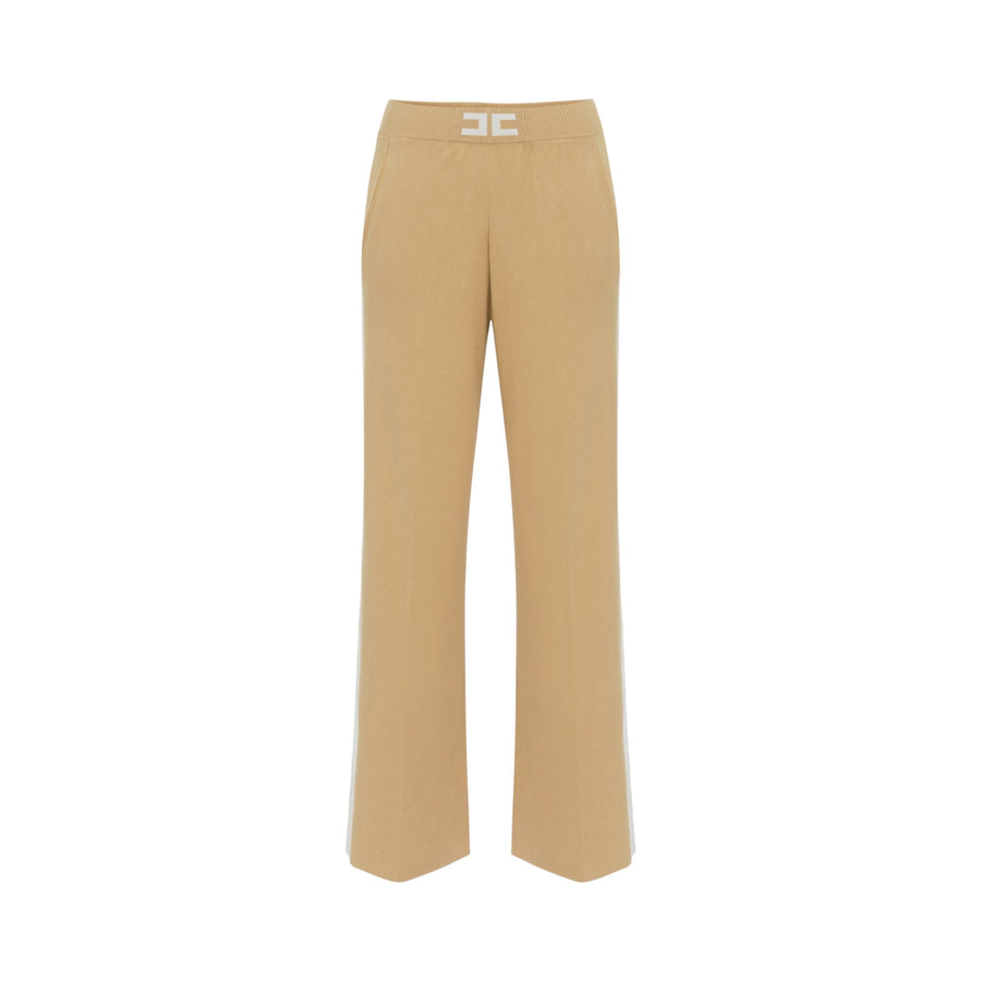 Pantaloni donna in viscosa con bande lucide