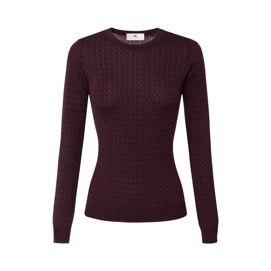 Maglia in lana con micro-logo jacquard