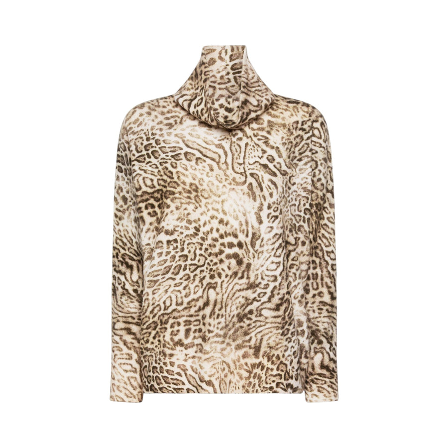 Maglia donna animalier con collo staccabile
