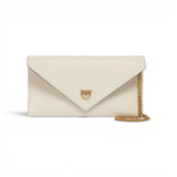 Borsa donna a bustina piccola in pelle liscia con logo Love Birds