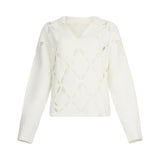 Maglia donna 100% lana con ricami gioiello