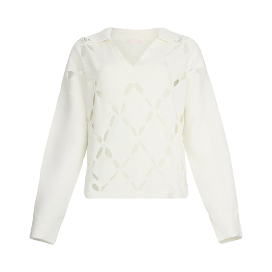 Maglia donna 100% lana con ricami gioiello