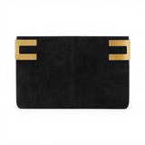 Pochette donna Rêve Noir in camoscio con logo metallico