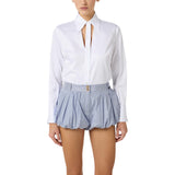 Camicia donna in cotone con cut-out e ricami