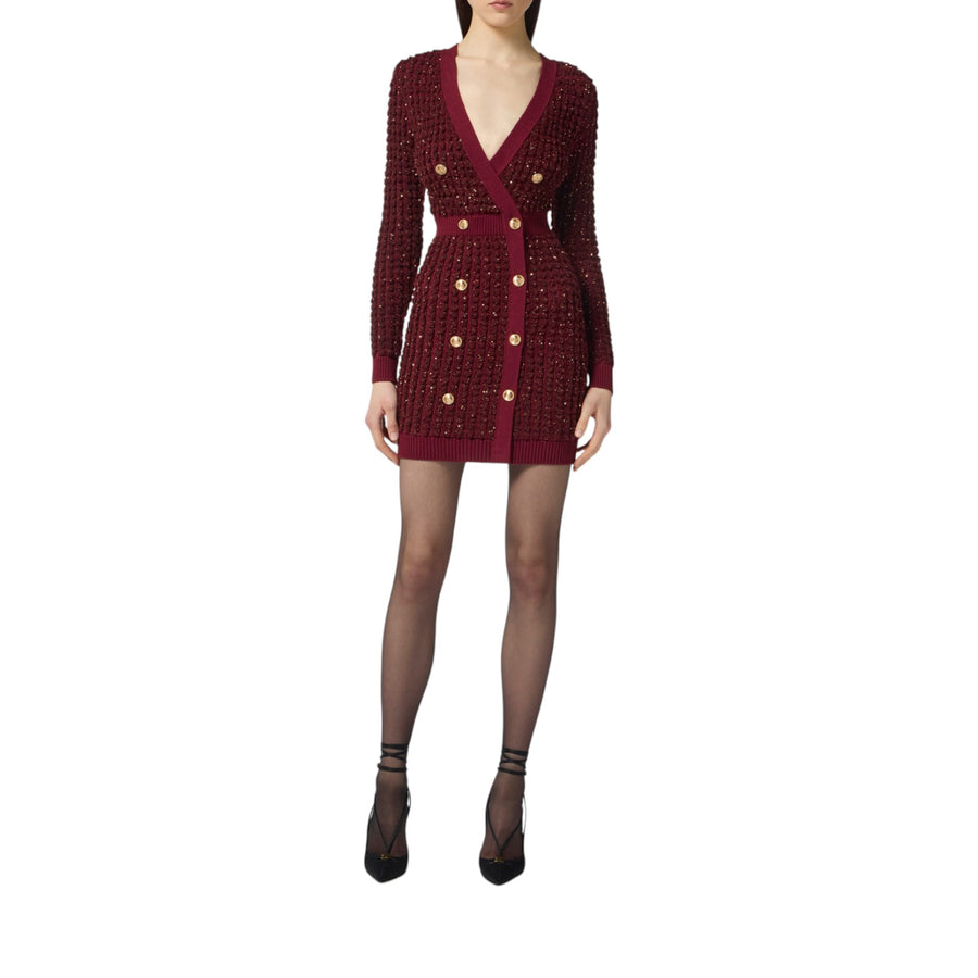 Abito donna in maglia bouclé con paillettes