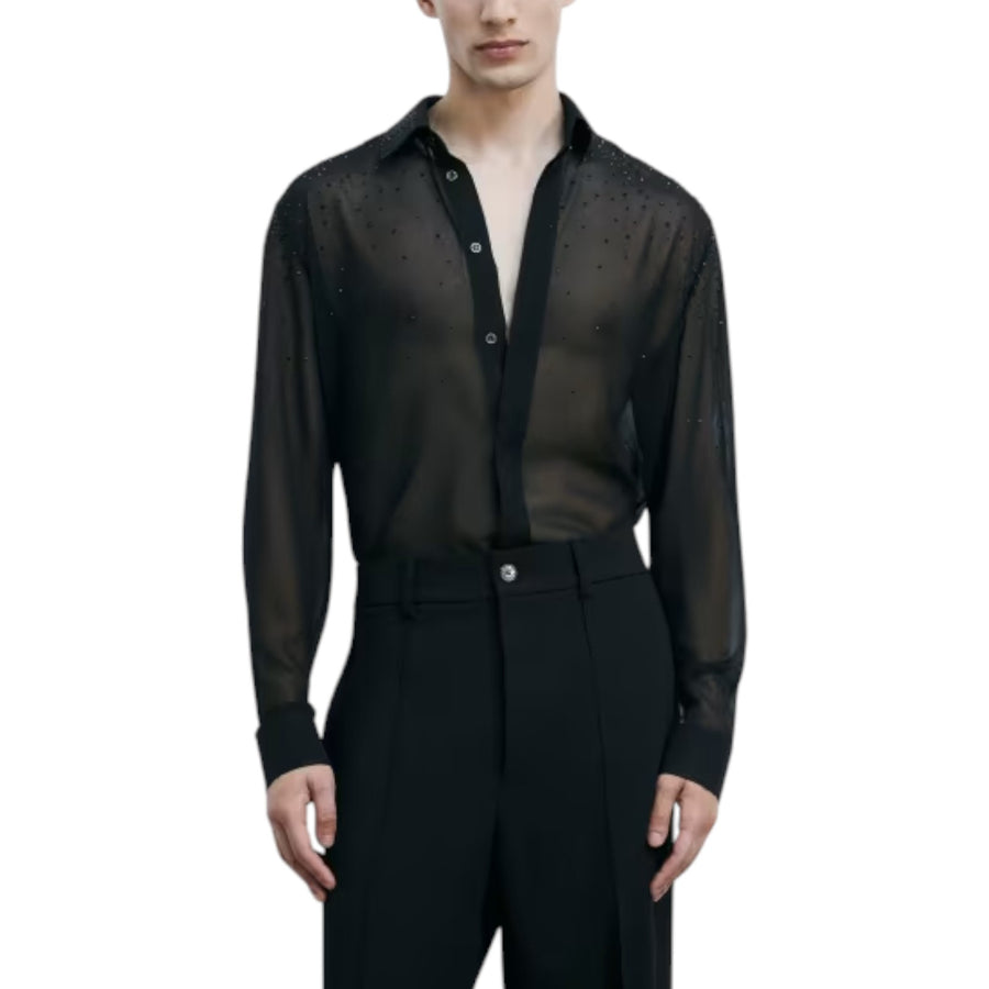 Camicia uomo leggera fluida con strass