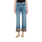 Jeans donna con risvolto animalier