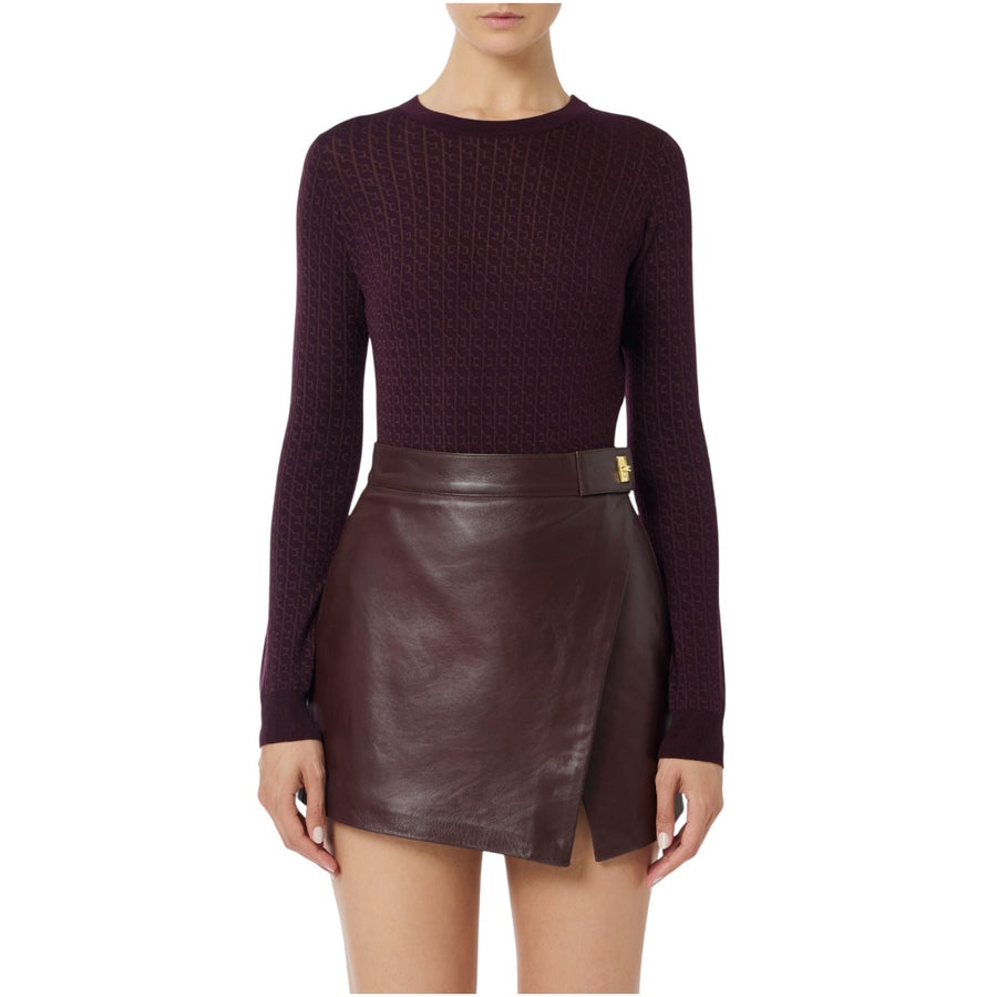 Maglia in lana con micro-logo jacquard