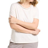 T-shirt donna con scollo ricamato