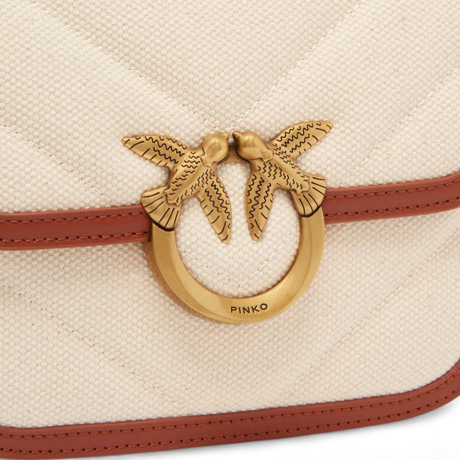 Borsa donna a spalla piccola squadrata Love Bag in canvas e pelle