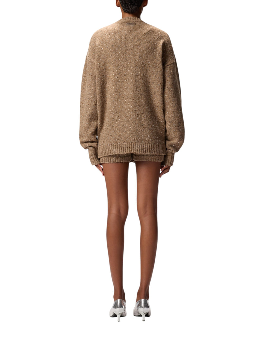 Cardigan donna in tessuto bouclé con strass