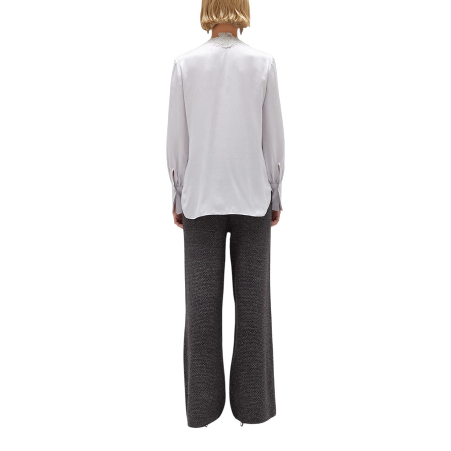 Camicia donna in raso di seta con pizzo
