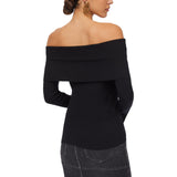 Maglia donna con scollo bardot