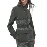 Cappotto donna trapuntato in nylon con dettagli in lana
