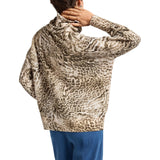 Maglia donna animalier con collo staccabile