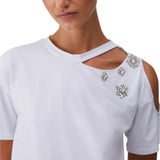 T-shirt donna con ricami gioiello