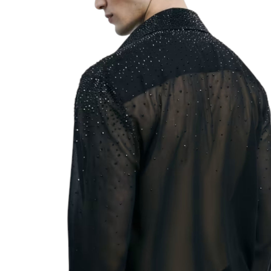 Camicia uomo leggera fluida con strass