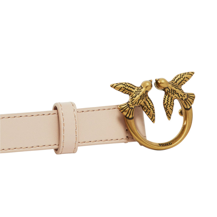 Cintura donna sottile Love Birds in pelle 2cm