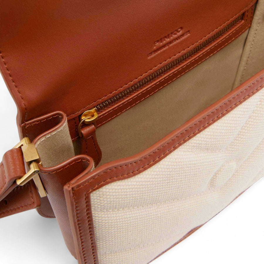 Borsa donna a spalla piccola squadrata Love Bag in canvas e pelle