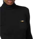 Maglia donna a costine con taschino