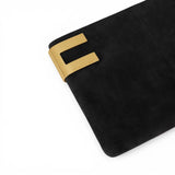 Pochette donna Rêve Noir in camoscio con logo metallico
