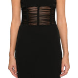 Abito donna lungo a fascia con corpetto e spacco