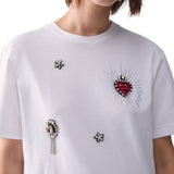 T-shirt donna con ricami gioiello
