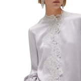 Camicia donna in raso di seta con pizzo