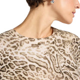 Maglia donna animalier con collo staccabile