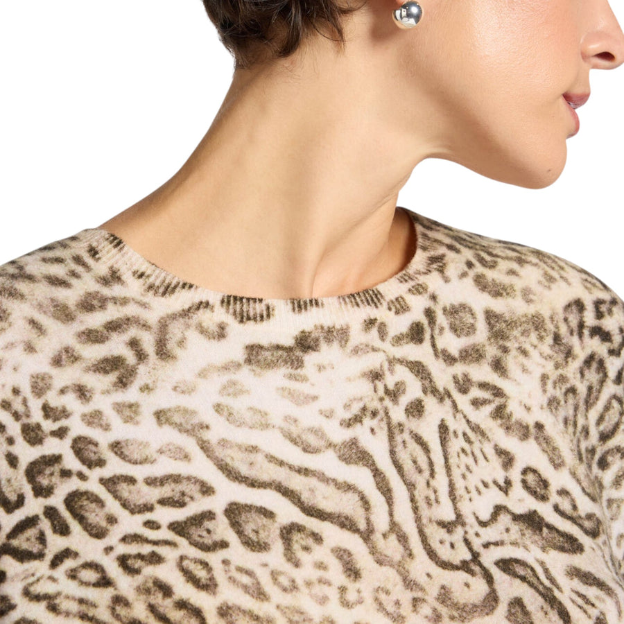 Maglia donna animalier con collo staccabile
