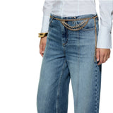 Jeans donna donna flare con cintura gioiello