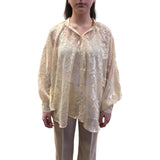 Blusa donna ampia in raso devorè floreale