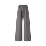 Pantaloni donna lunghi wide-leg in misto lana