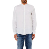 Camicia uomo in lino con colletto alla coreana