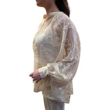 Blusa donna ampia in raso devorè floreale