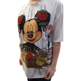 T-shirt donna con stampa e paillettes