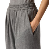 Pantaloni donna lunghi wide-leg in misto lana