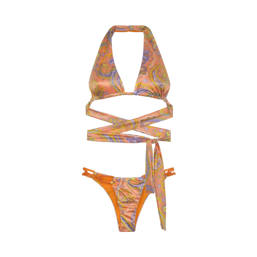 Bikini triangolo alto e slip brasiliano fisso sunrise donna